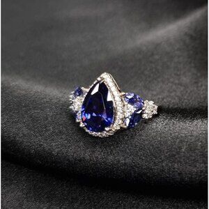 Tanzanite 925 Sterling Silver Ring Size 8.25 Elegant Design